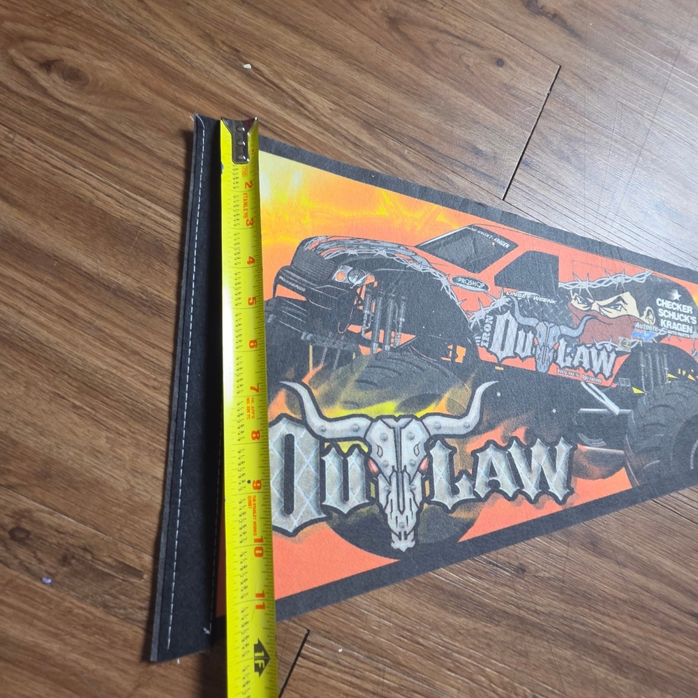 Iron Outlaw Monster Jam Truck Pennant Flag 12x29" Racing Gear Decor 2000s Y2K - Picture 2 of 3